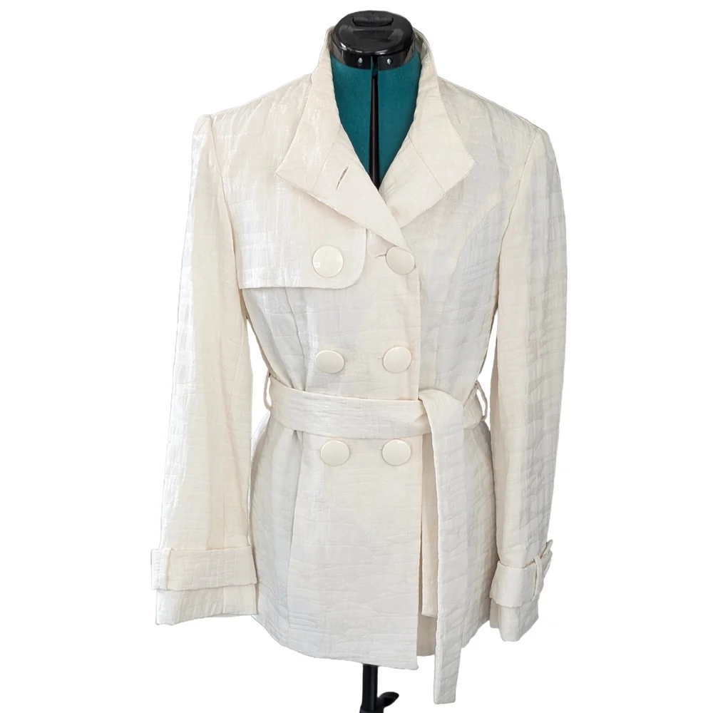 mac & jac Off-White Double-Breasted Trench Coat - Picture 8 of 8